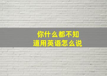 你什么都不知道用英语怎么说