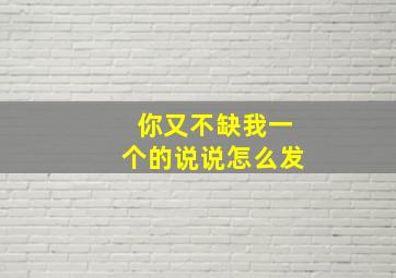 你又不缺我一个的说说怎么发