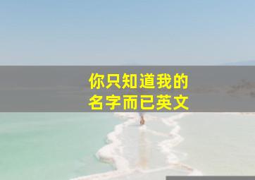 你只知道我的名字而已英文