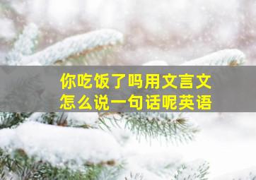 你吃饭了吗用文言文怎么说一句话呢英语