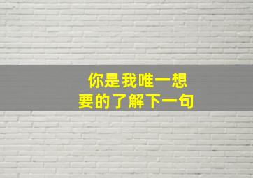 你是我唯一想要的了解下一句