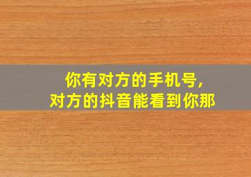 你有对方的手机号,对方的抖音能看到你那