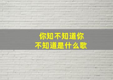 你知不知道你不知道是什么歌