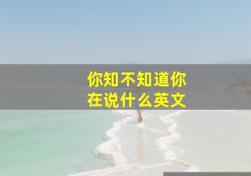 你知不知道你在说什么英文