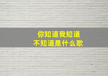 你知道我知道不知道是什么歌