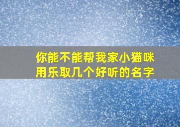 你能不能帮我家小猫咪用乐取几个好听的名字