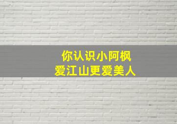 你认识小阿枫爱江山更爱美人