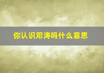 你认识邓涛吗什么意思