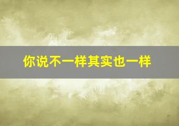 你说不一样其实也一样