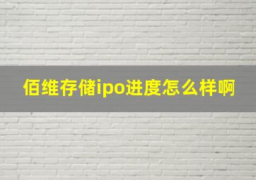 佰维存储ipo进度怎么样啊