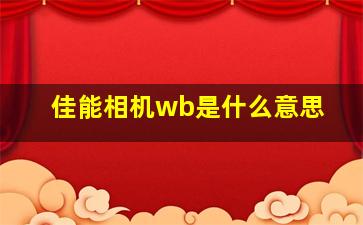 佳能相机wb是什么意思