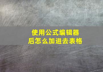 使用公式编辑器后怎么加进去表格