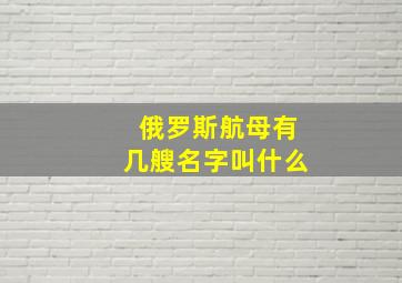 俄罗斯航母有几艘名字叫什么