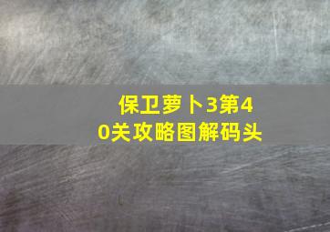 保卫萝卜3第40关攻略图解码头