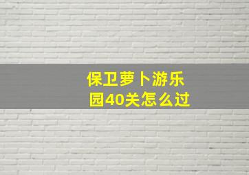 保卫萝卜游乐园40关怎么过