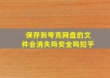 保存到夸克网盘的文件会消失吗安全吗知乎