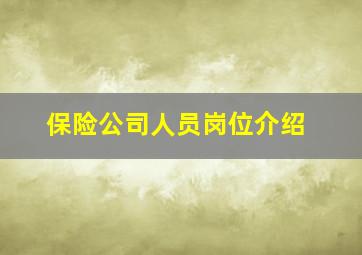 保险公司人员岗位介绍