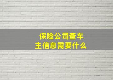 保险公司查车主信息需要什么