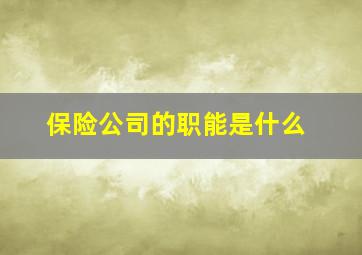 保险公司的职能是什么