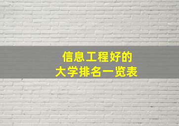 信息工程好的大学排名一览表