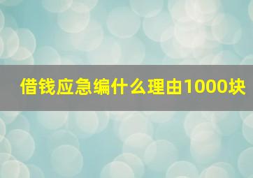 借钱应急编什么理由1000块