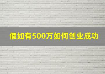 假如有500万如何创业成功