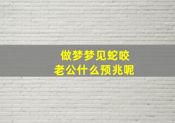 做梦梦见蛇咬老公什么预兆呢