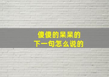 傻傻的呆呆的下一句怎么说的