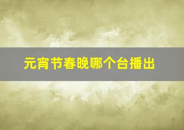 元宵节春晚哪个台播出