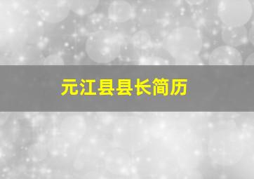 元江县县长简历