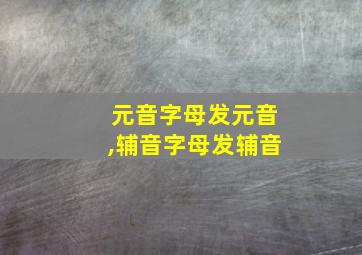 元音字母发元音,辅音字母发辅音