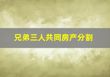 兄弟三人共同房产分割