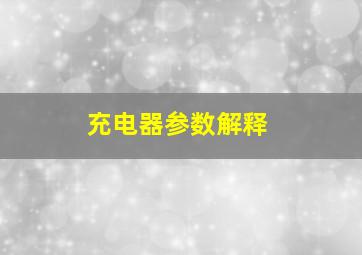 充电器参数解释