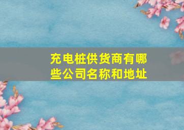 充电桩供货商有哪些公司名称和地址