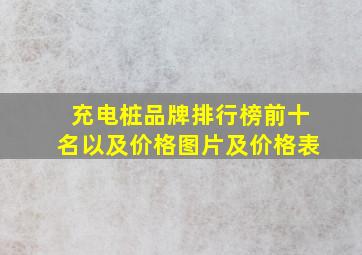 充电桩品牌排行榜前十名以及价格图片及价格表