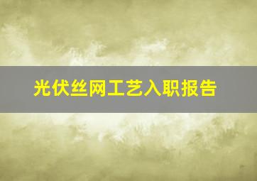 光伏丝网工艺入职报告