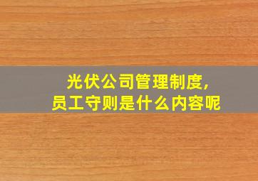 光伏公司管理制度,员工守则是什么内容呢