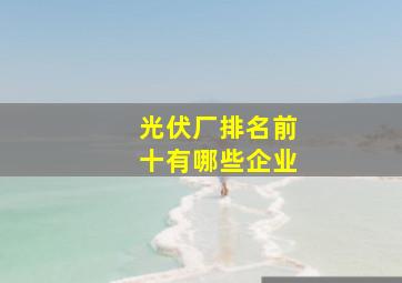 光伏厂排名前十有哪些企业