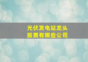 光伏发电站龙头股票有哪些公司