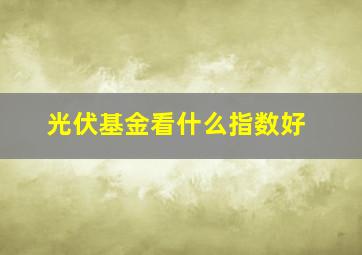 光伏基金看什么指数好