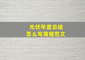 光伏年度总结怎么写简短范文