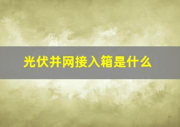 光伏并网接入箱是什么