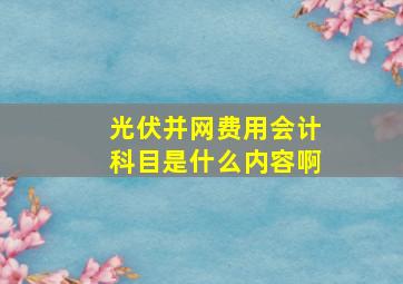 光伏并网费用会计科目是什么内容啊