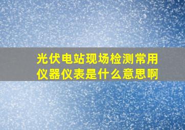 光伏电站现场检测常用仪器仪表是什么意思啊