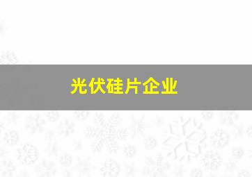 光伏硅片企业