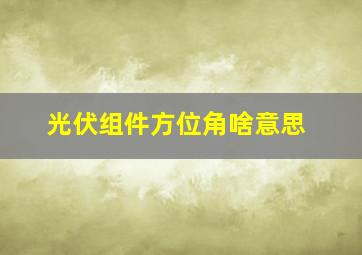 光伏组件方位角啥意思