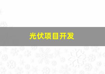 光伏项目开发