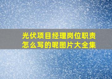 光伏项目经理岗位职责怎么写的呢图片大全集