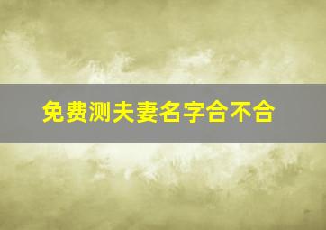 免费测夫妻名字合不合