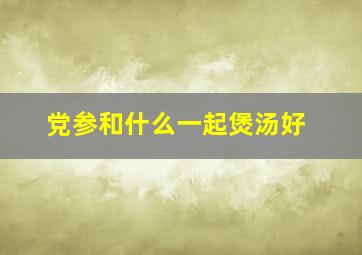 党参和什么一起煲汤好